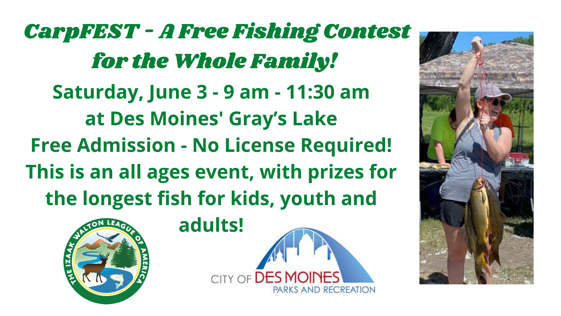 CarpFEST 2023 with Des Moines IKES and Des Moines Parks & Rec